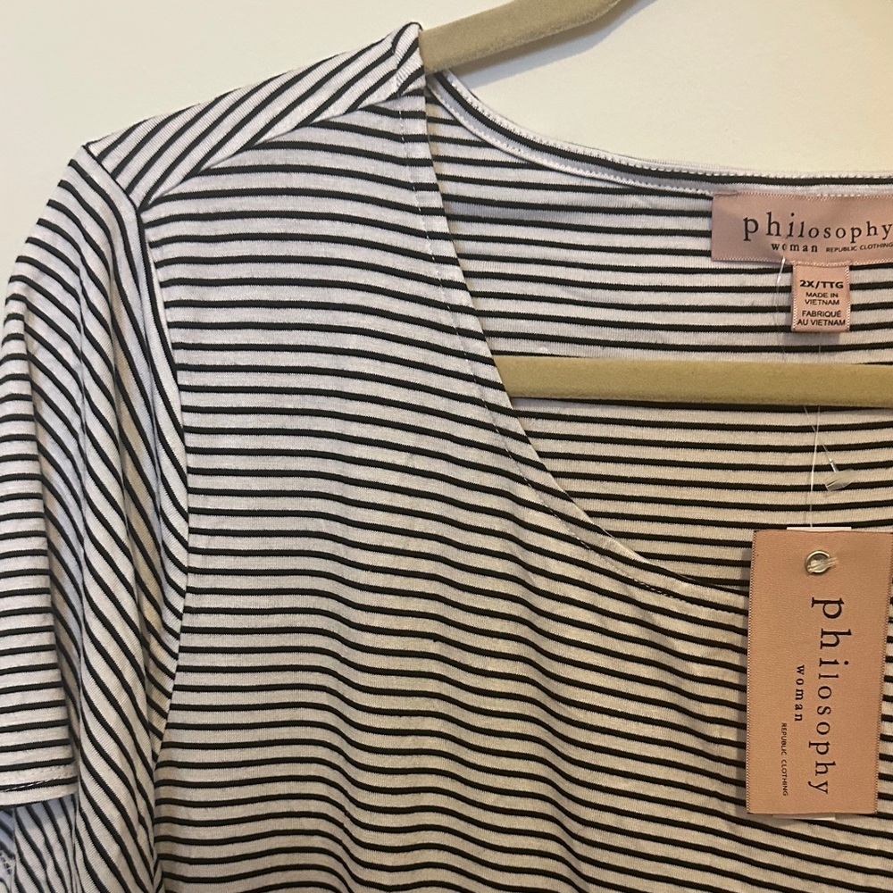 Philosophy Black and White Striped Tee